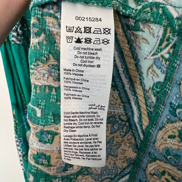 Aveology High Low Maxi Dress Green Floral Tassel Drawstring Ruffle 20 2X - Picture 3 of 6